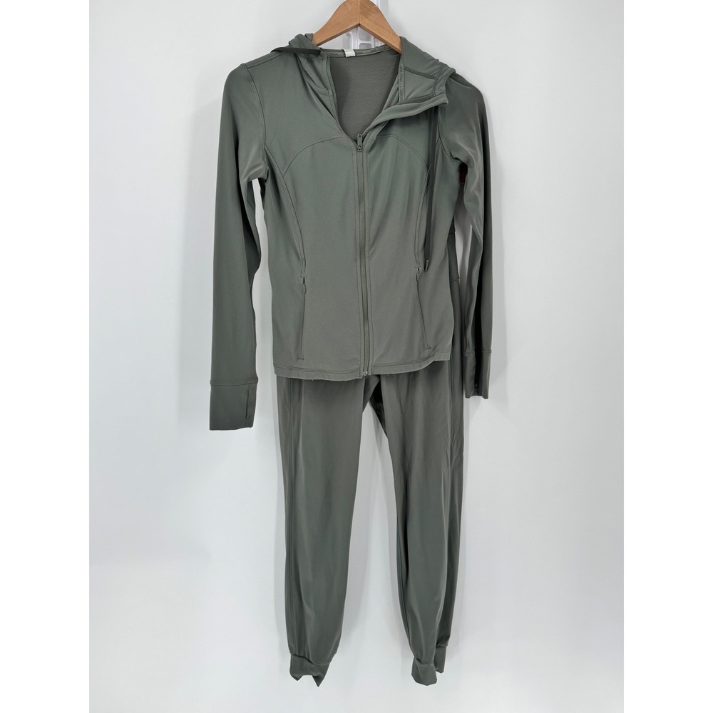 CRZ Yoga Tracksuit Set Women XS/XXS Sage Green Hooded Jacket Joggers Pant Setβ